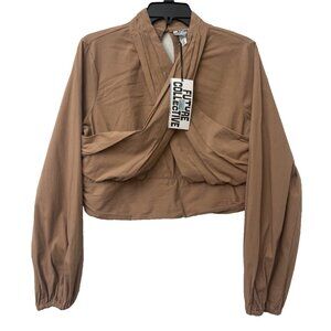 Future Collective Reese Blutstein Long Sleeve Mock Neck Cross-Front Top Size M